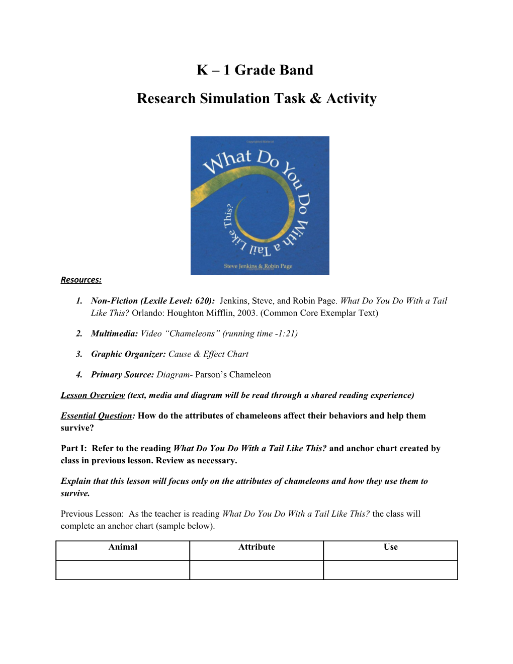 Research Simulation Task & Activity