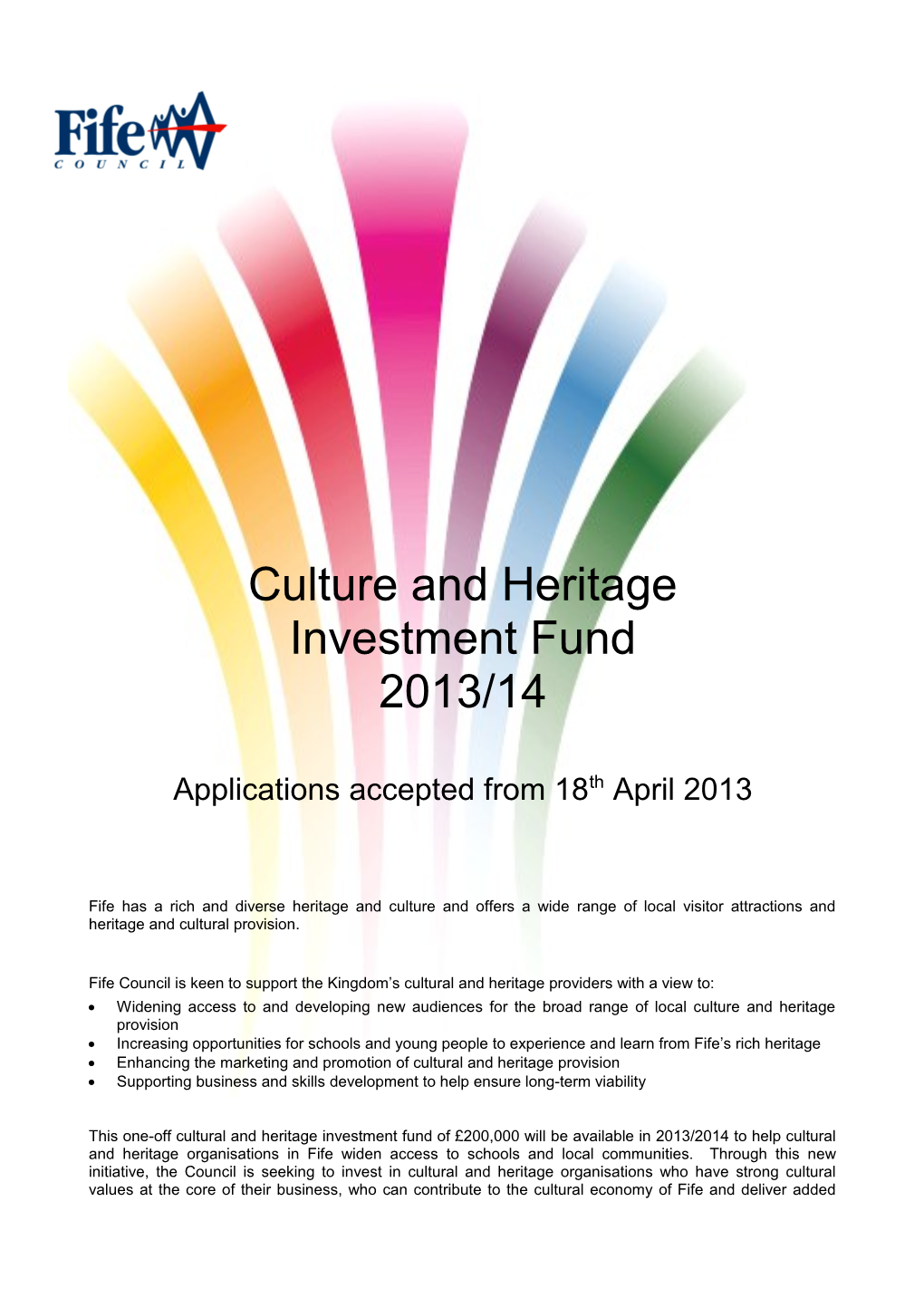 Fife Council Culture & Heritage Investment Fund 2013/14