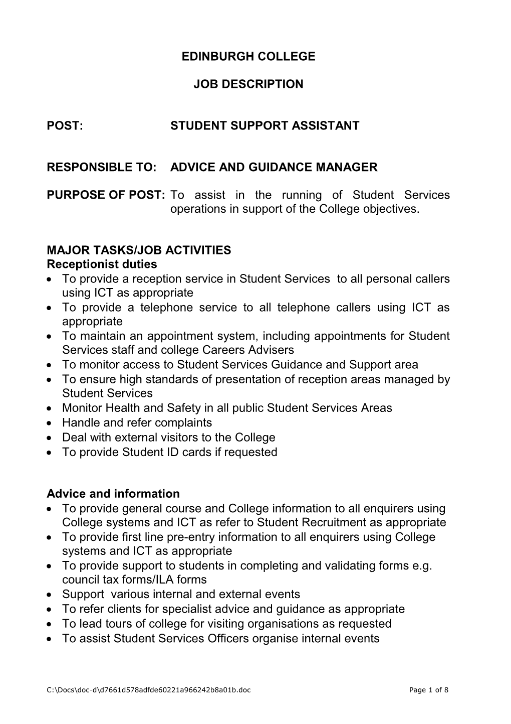 Operations Team Leader - Student Services