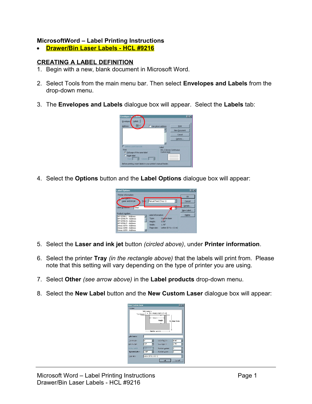 Microsoftword 2000 Label Printing Instructions