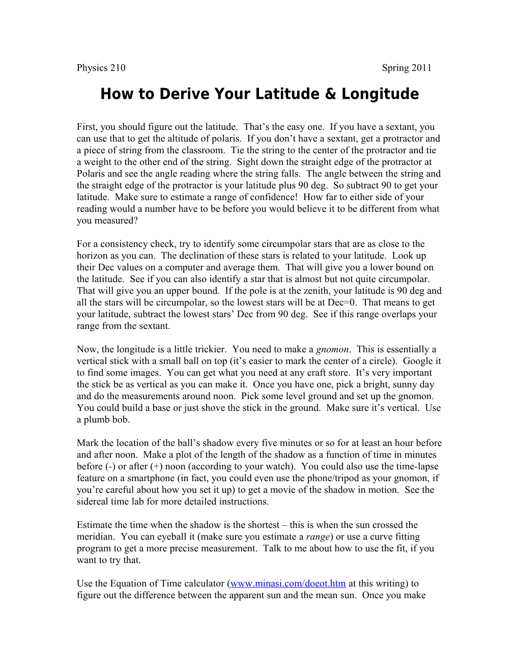 How to Derive Your Latitude & Longitude