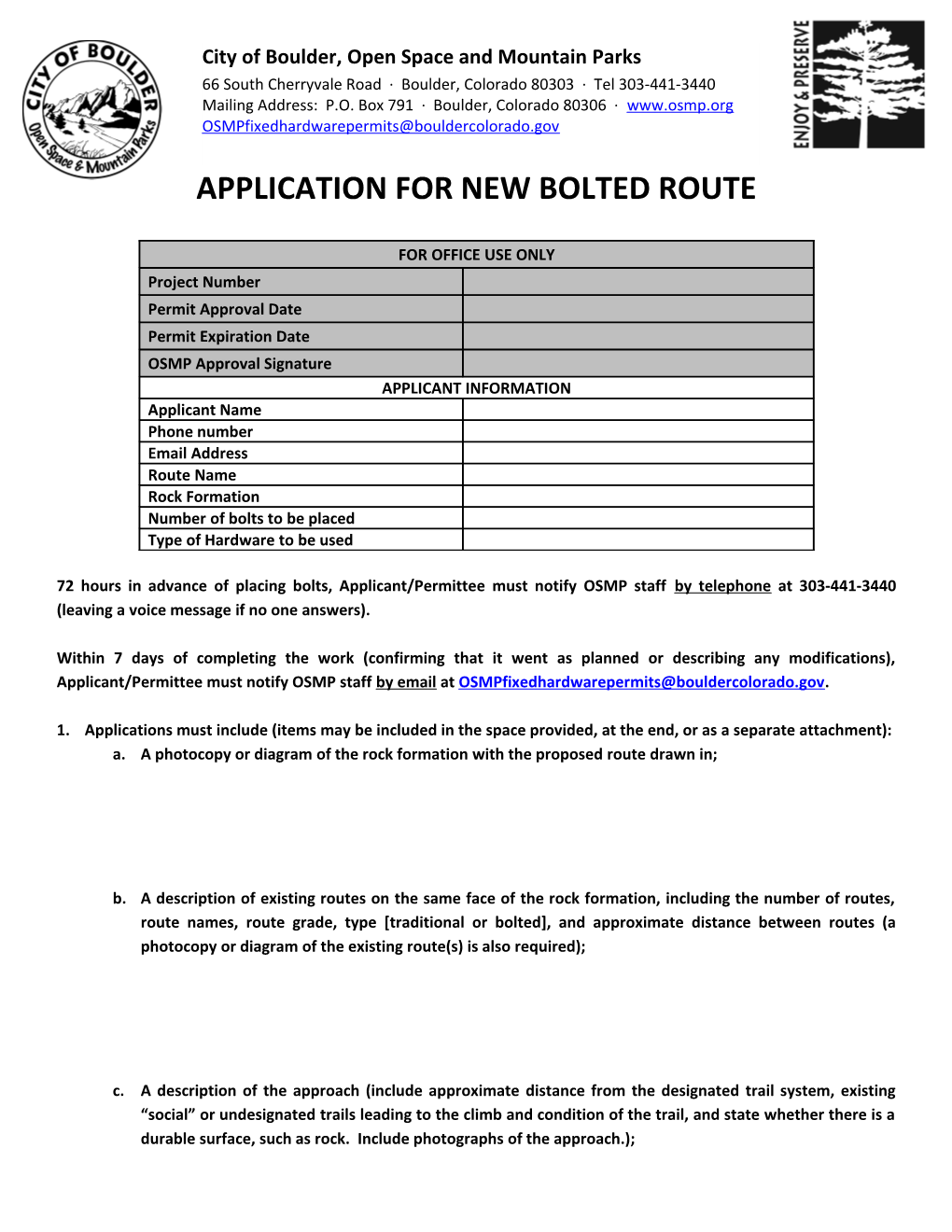 Application Fornew Bolted Route