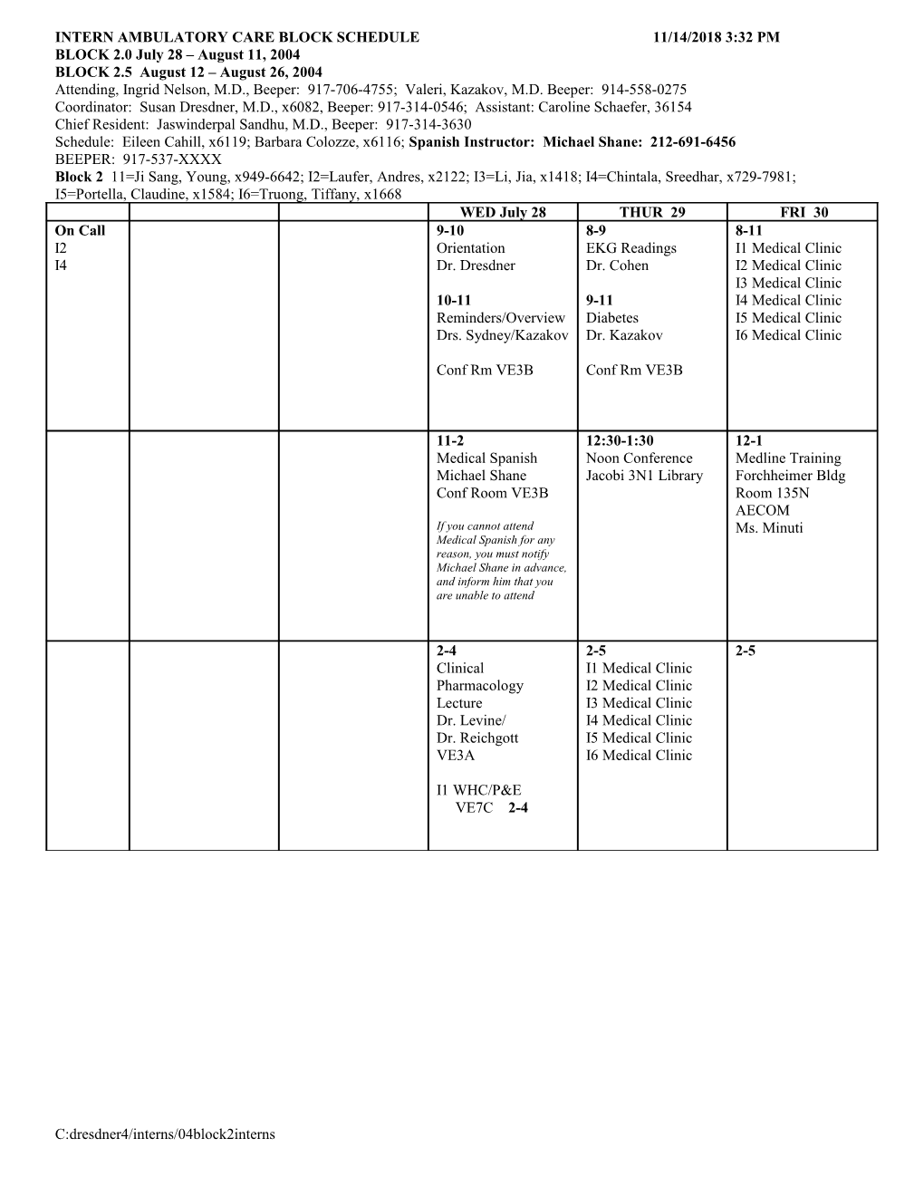 Instructions on How to Do the Pgy 1 Intern Block