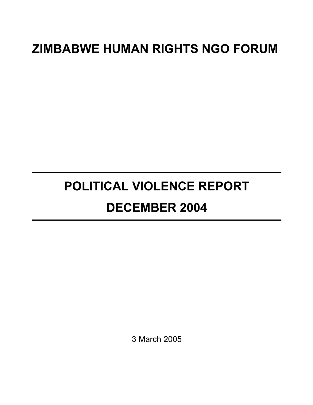 Political Violence Report Dec 2004