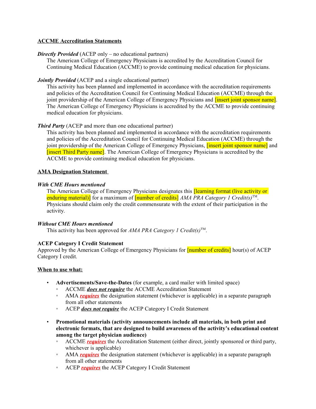 ACCME Accreditation Statements