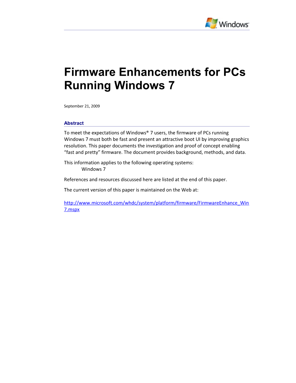 Firmware Enhancements for Pcs Running Windows 7 - 1