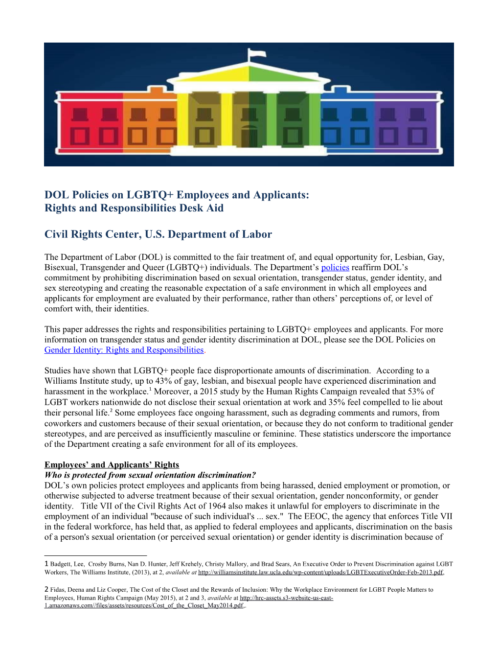 DOL Policies on LGBTQ+ Employees and Applicants