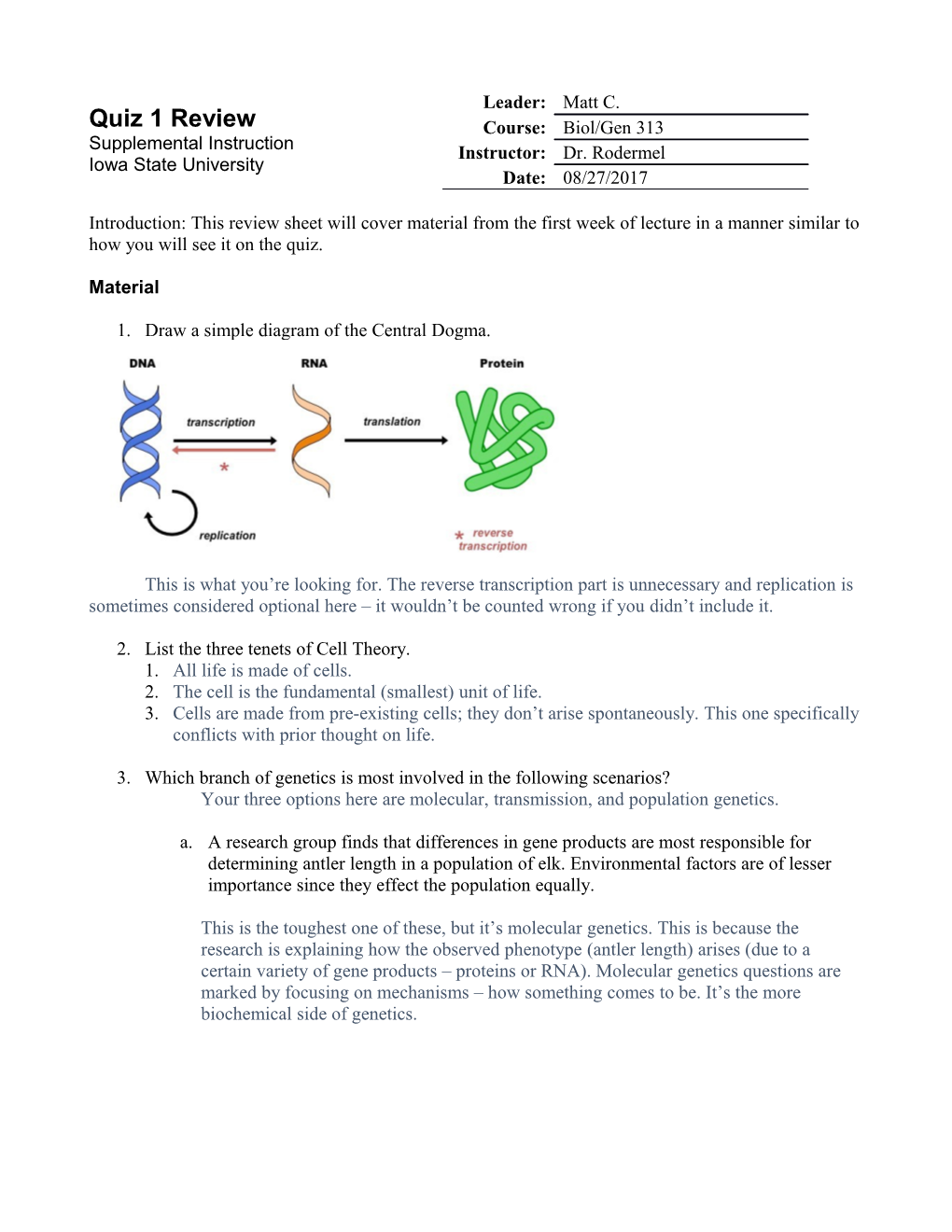Introduction: This Review Sheet Will Cover Material from the First Week of Lecture in A