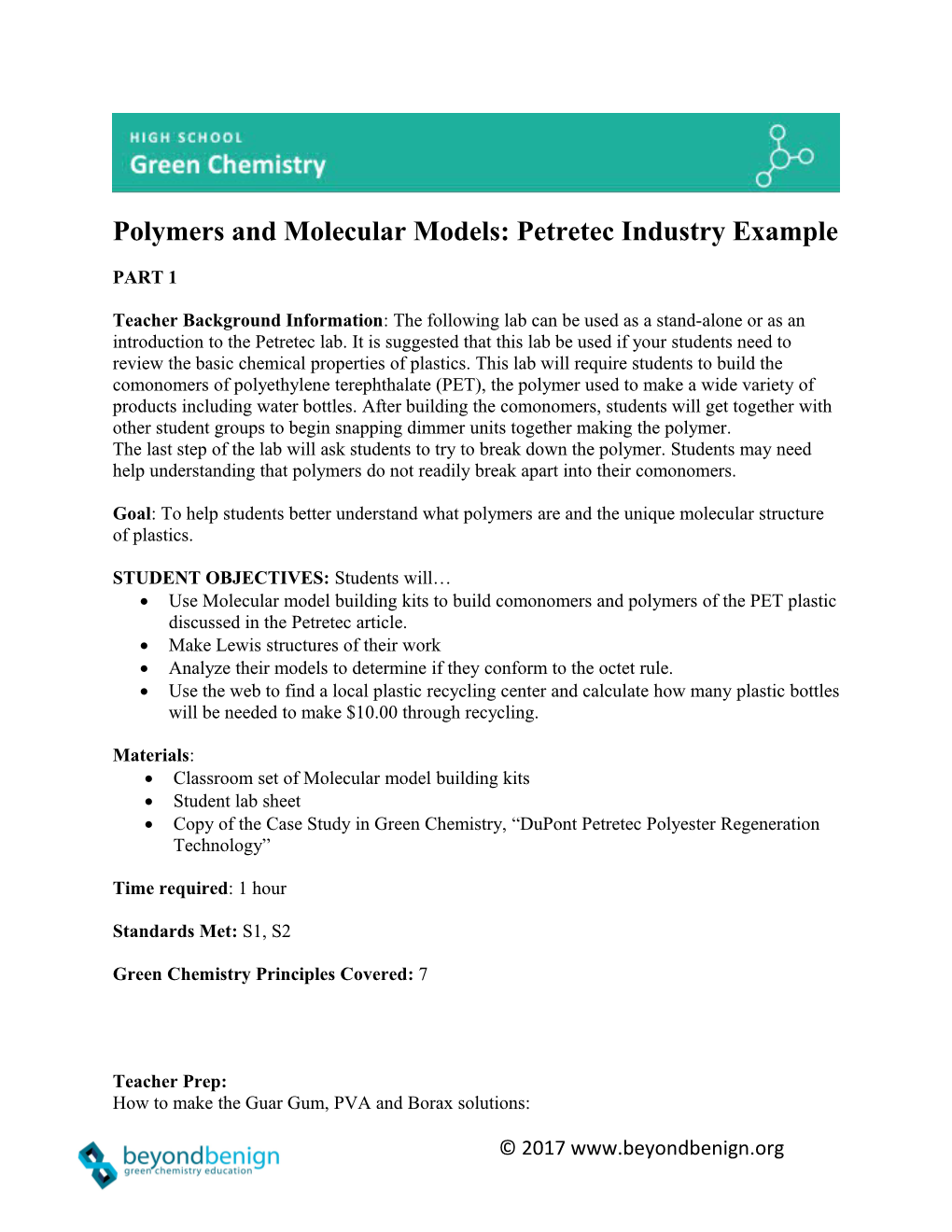 Polymers and Molecular Models: Petretec Industry Example