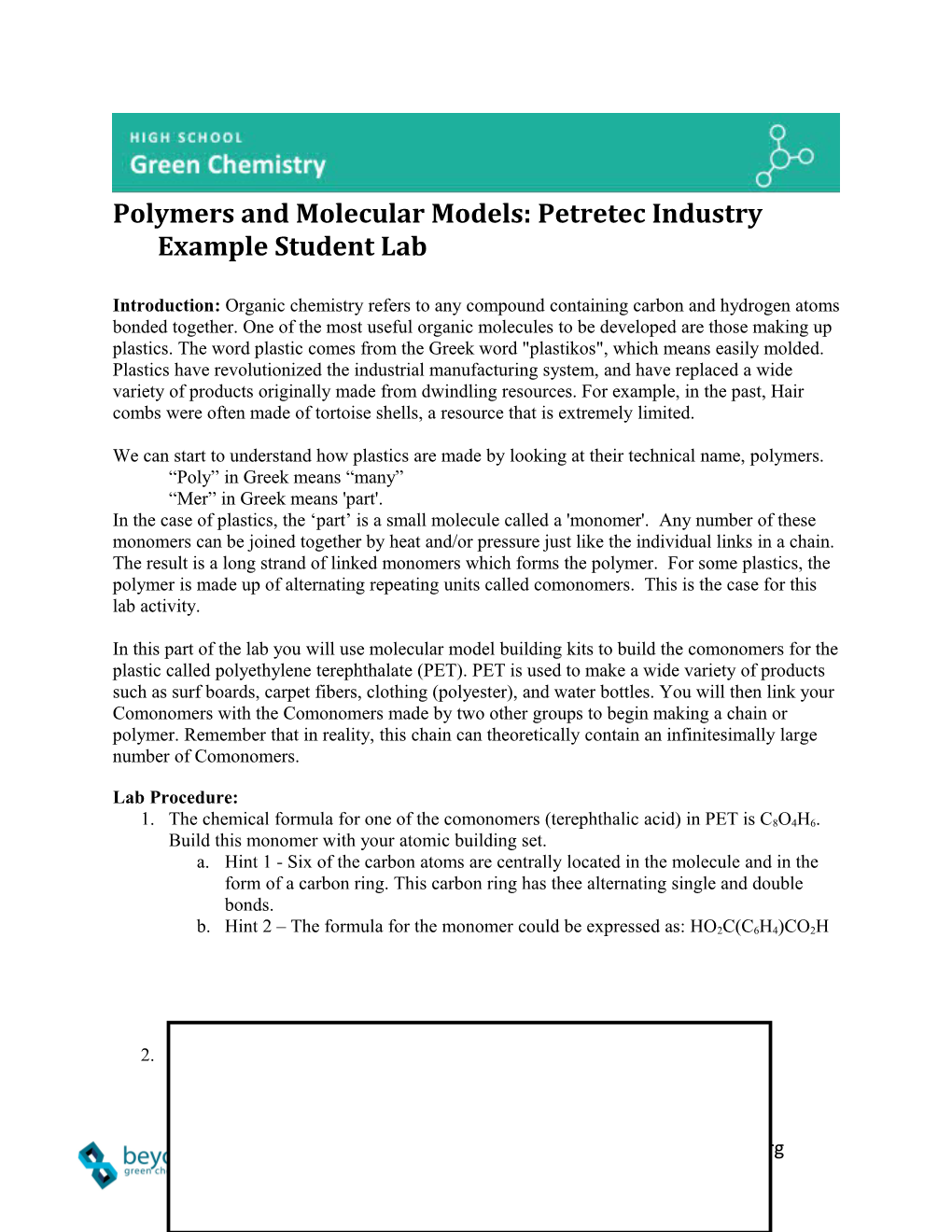 Polymers and Molecular Models: Petretec Industry Example