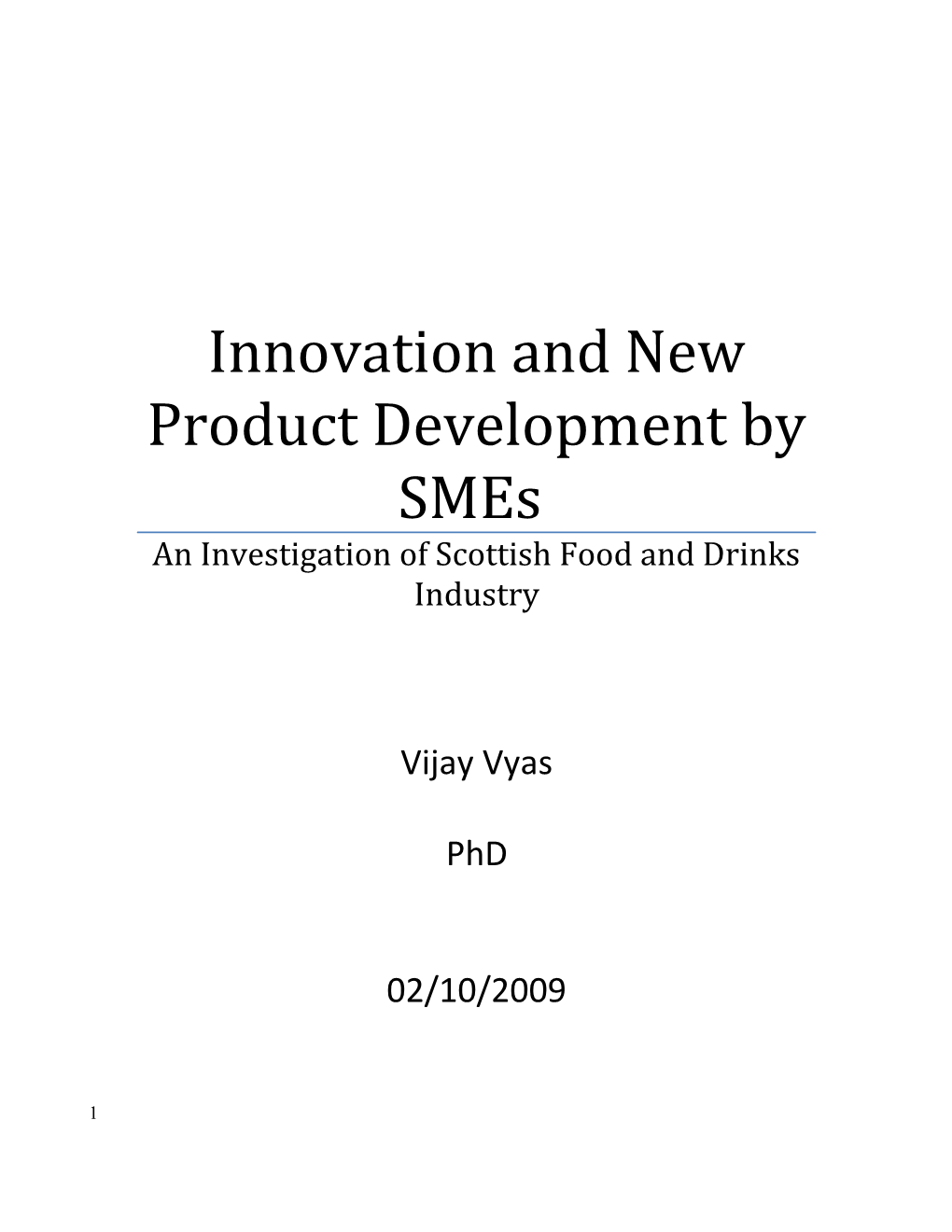 Innovation and New Product Development by Smes