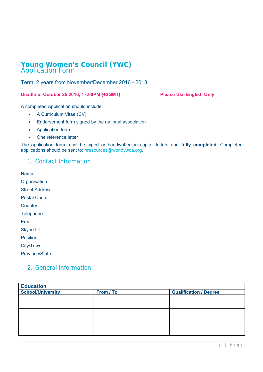 Young Women S Council (YWC)