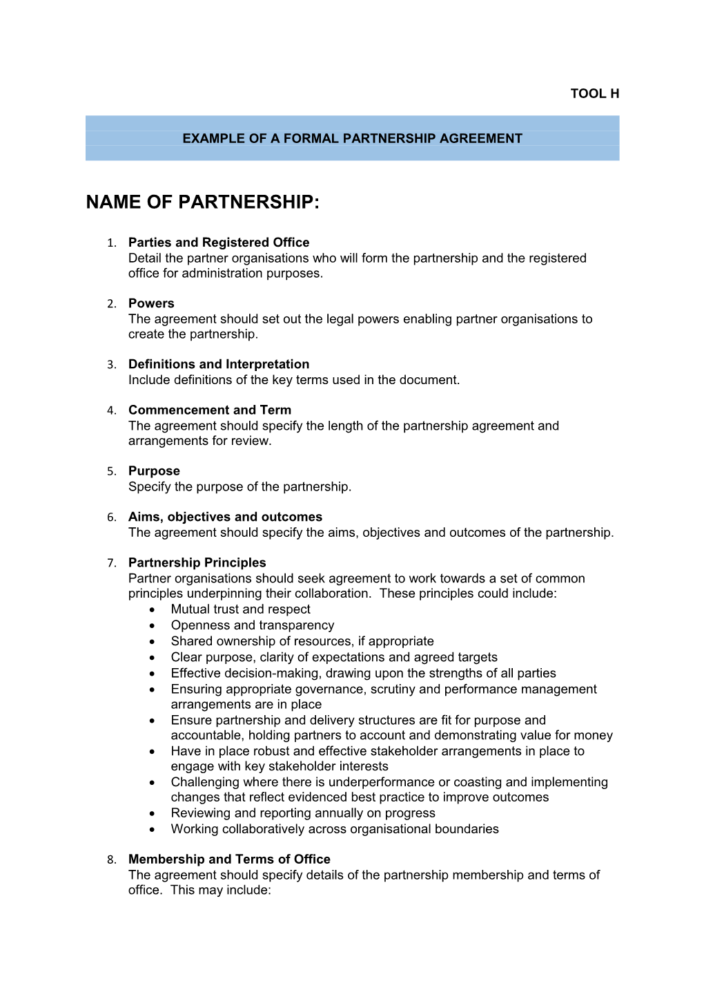 Example of a Formal Partnership Agreement