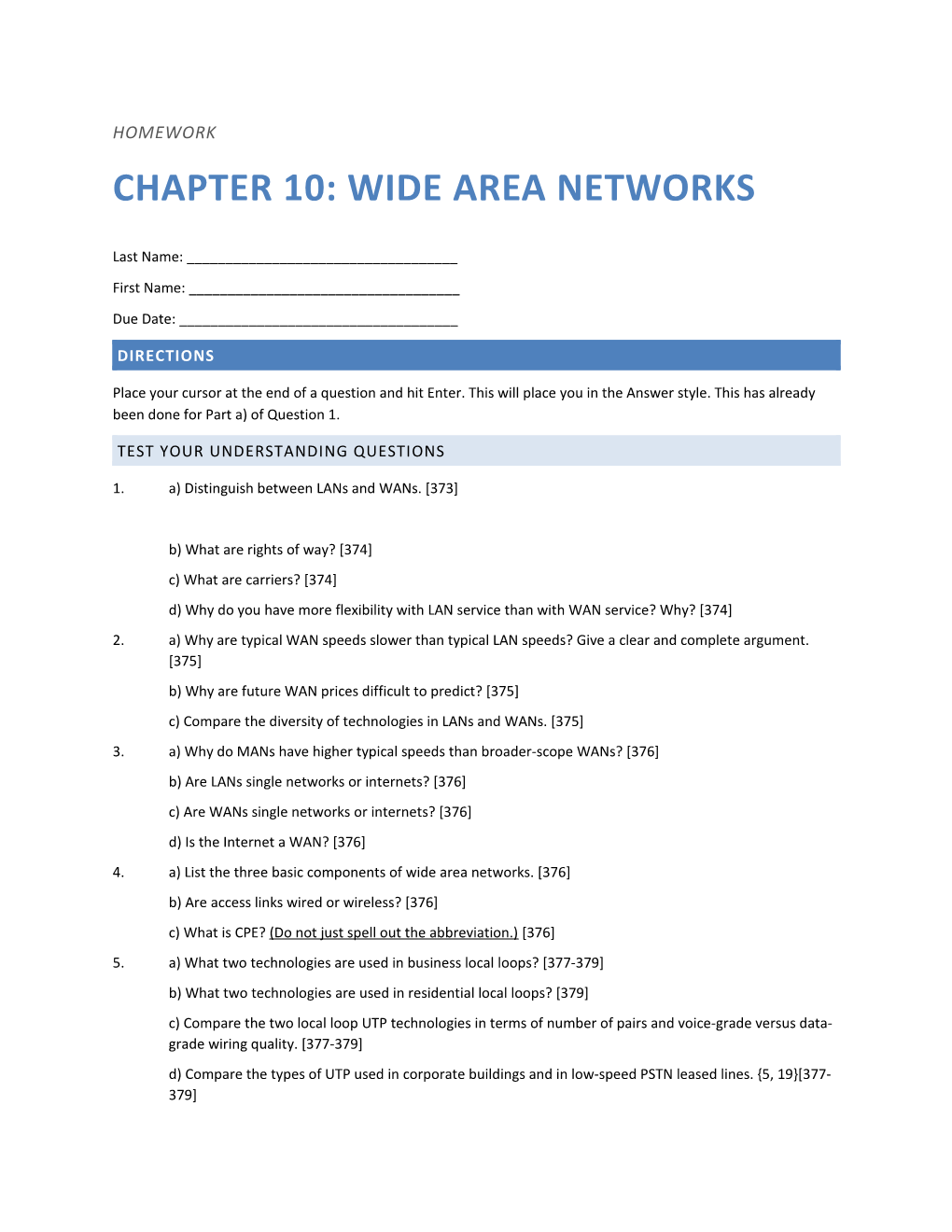 Chapter 10: Wide Area Networks