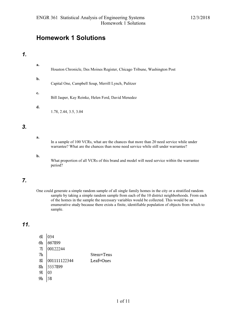 ENGR 361 Statistical Analysis of Engineering Systems12/4/2018