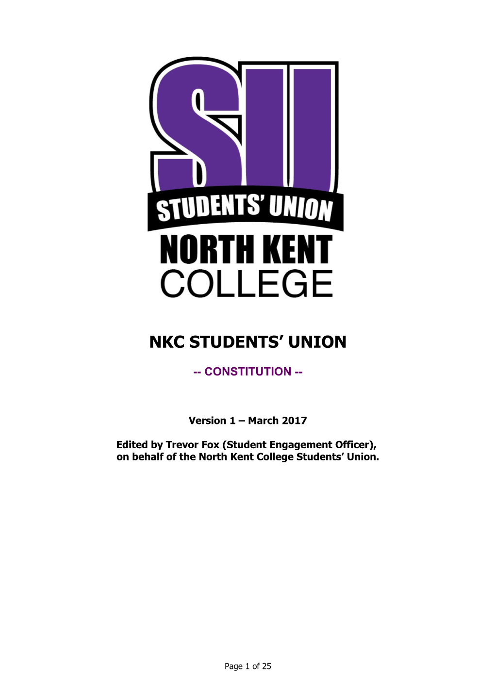 On Behalf of the North Kent College Students Union