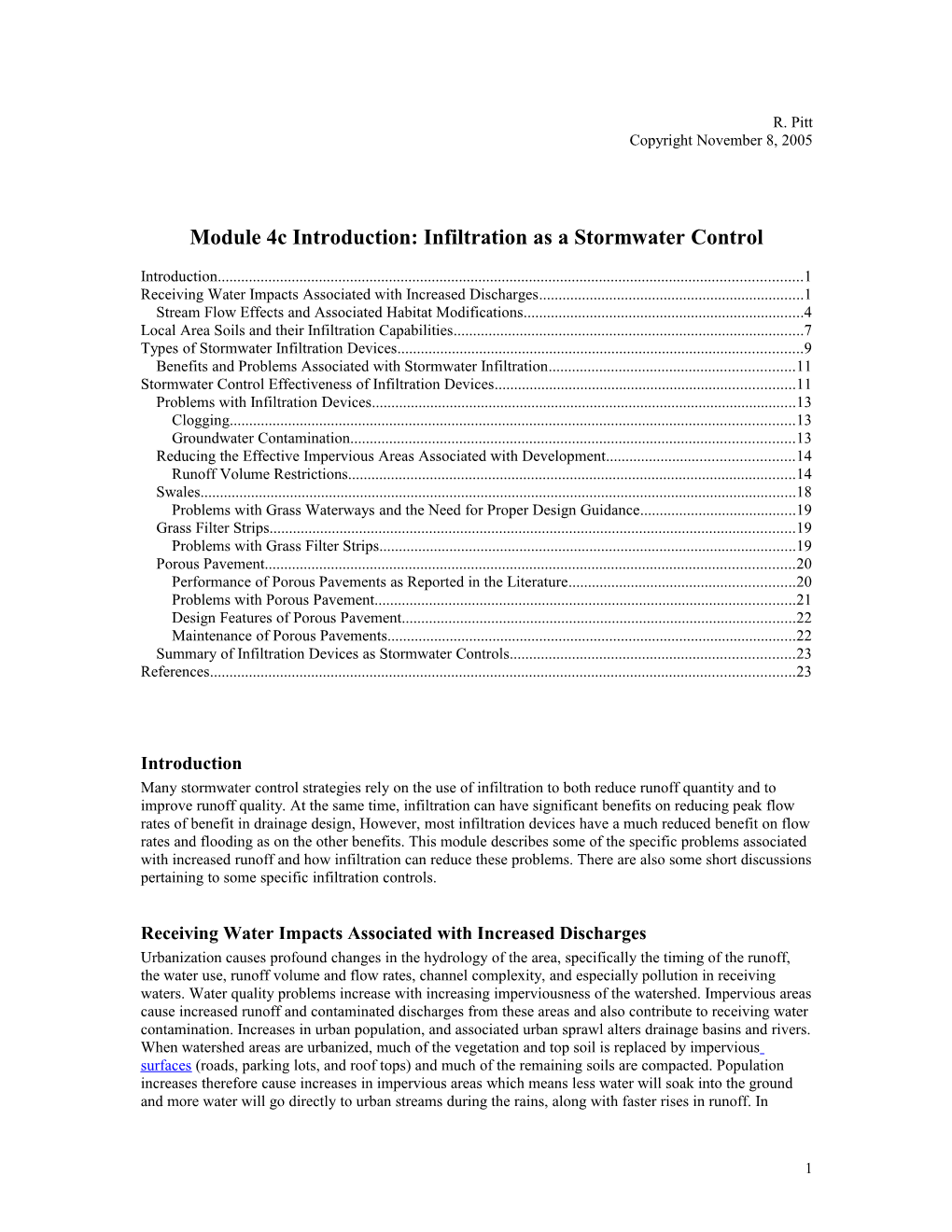 Module 4C Introduction: Infiltration As a Stormwater Control