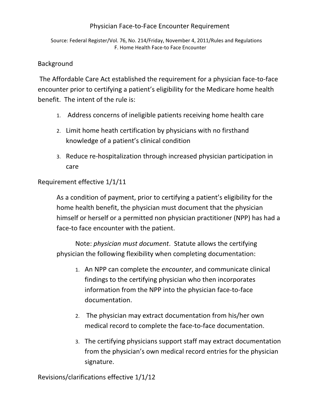 Physician Face-To-Face Encounter Requirement