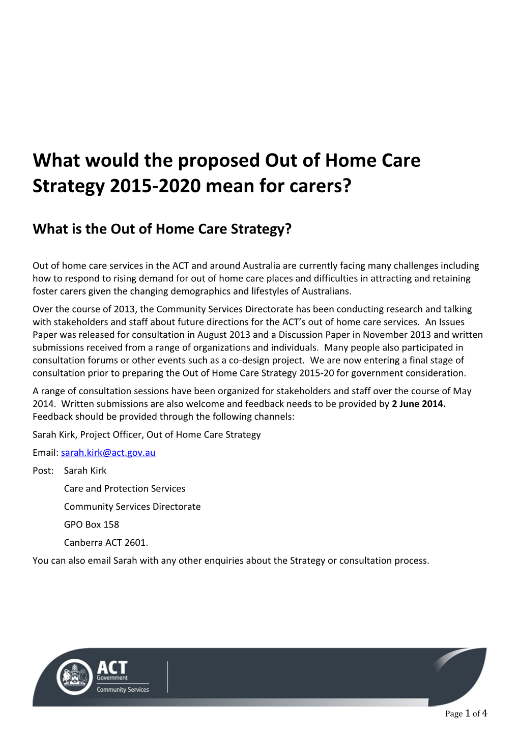 Consultation Information Sheets - Carers