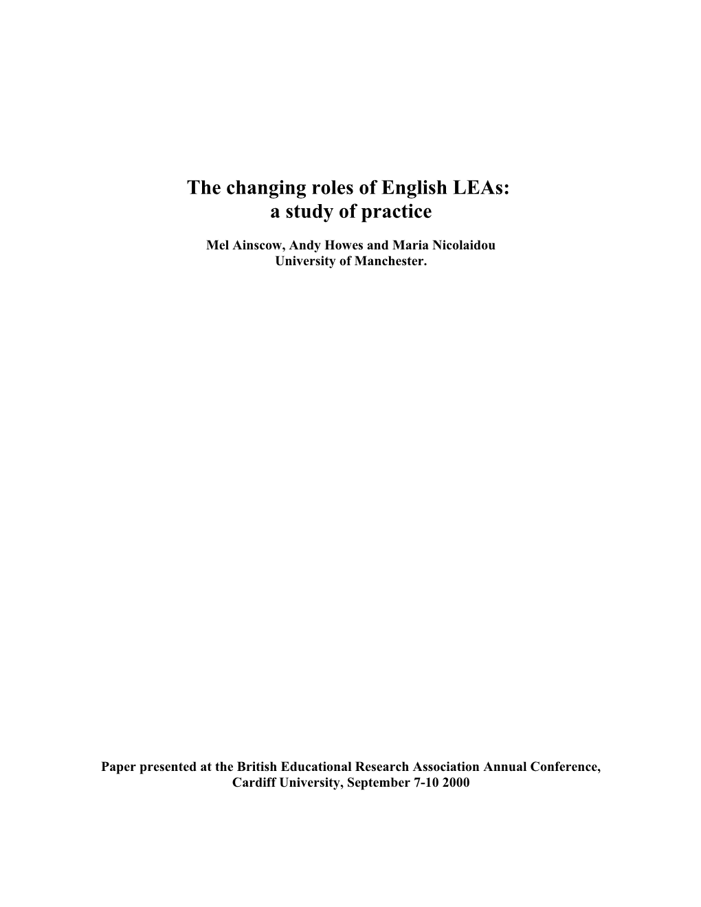 The Changing Roles of English Leas