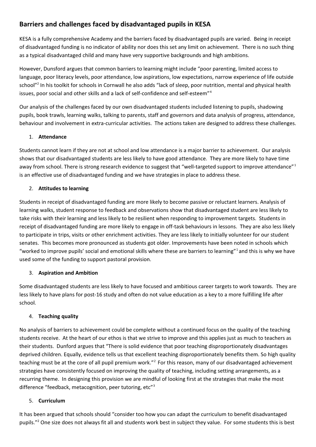 Barriers and Challenges Faced by Disadvantaged Pupils in KESA