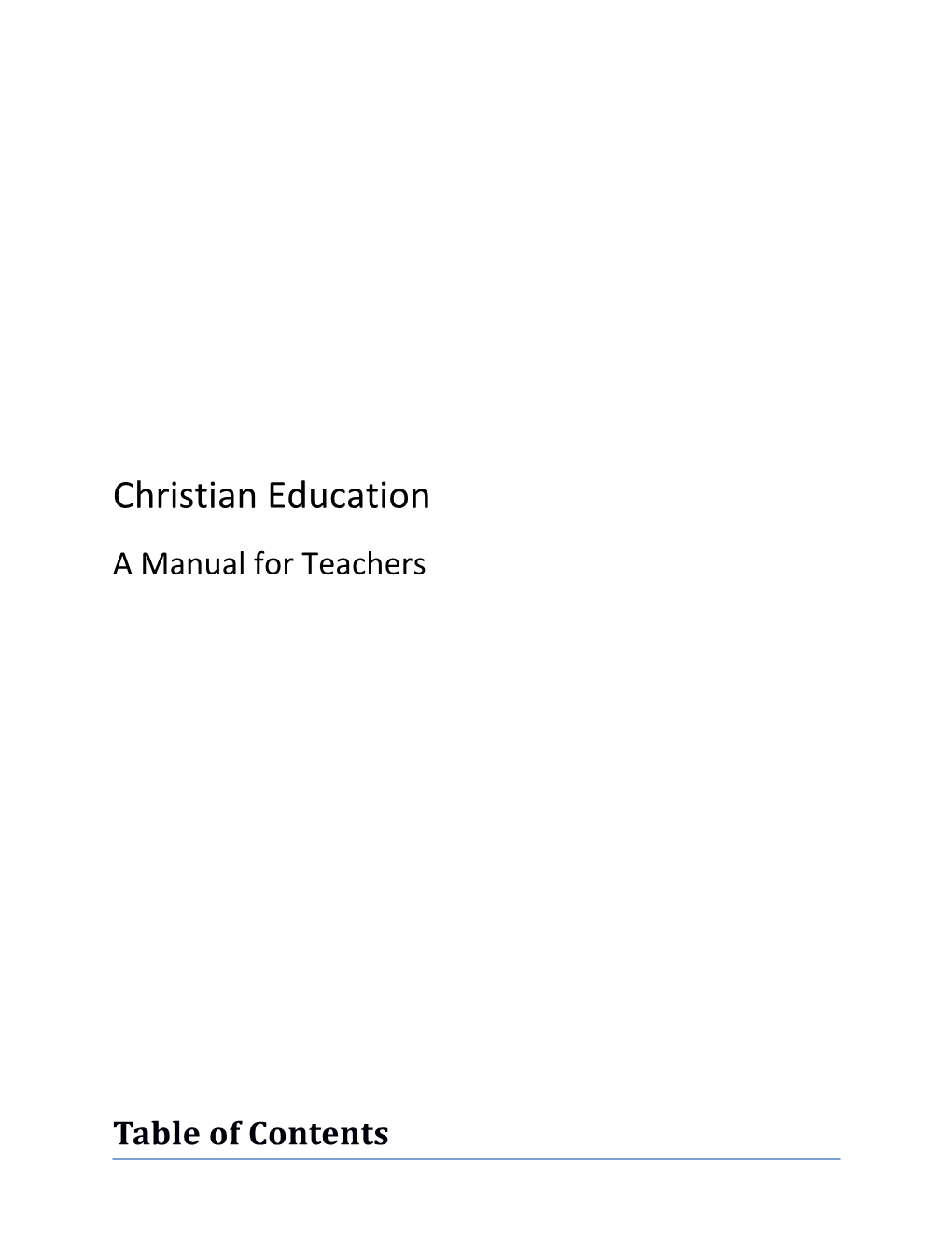 Objectives for the Christian Education Program