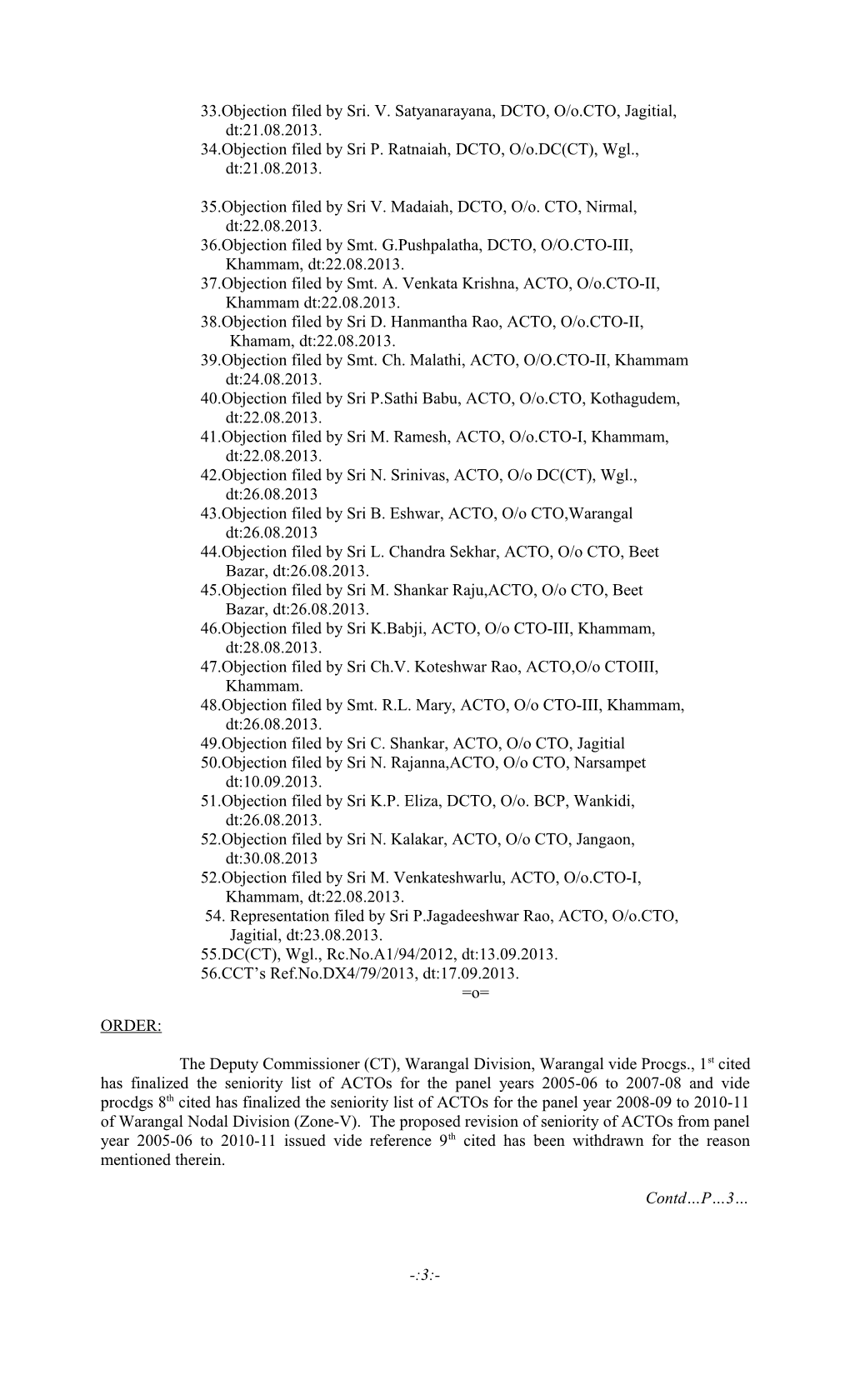 Proceedings of the Nodal Deputy Commissioner of Commercial Taxes, Warangal