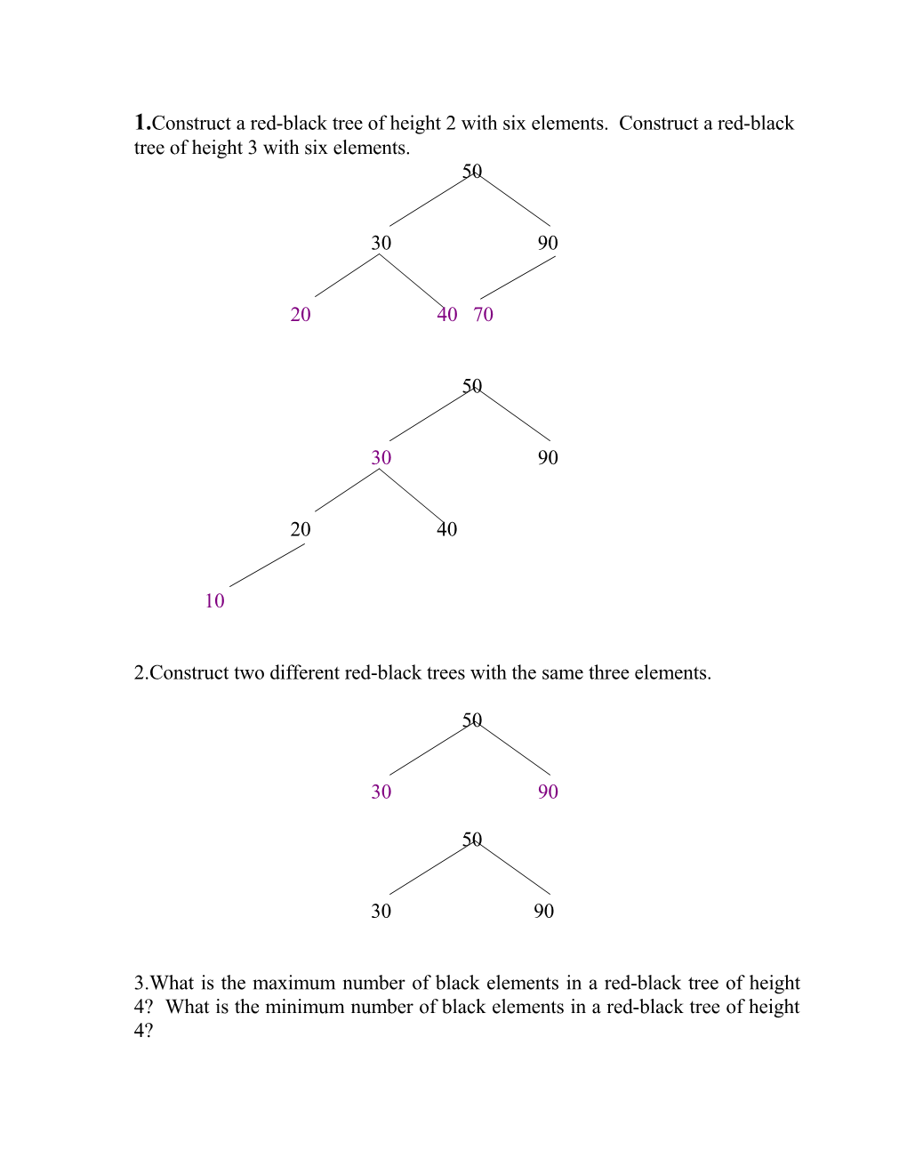 2.Construct Two Different Red-Black Trees with the Same Three Elements