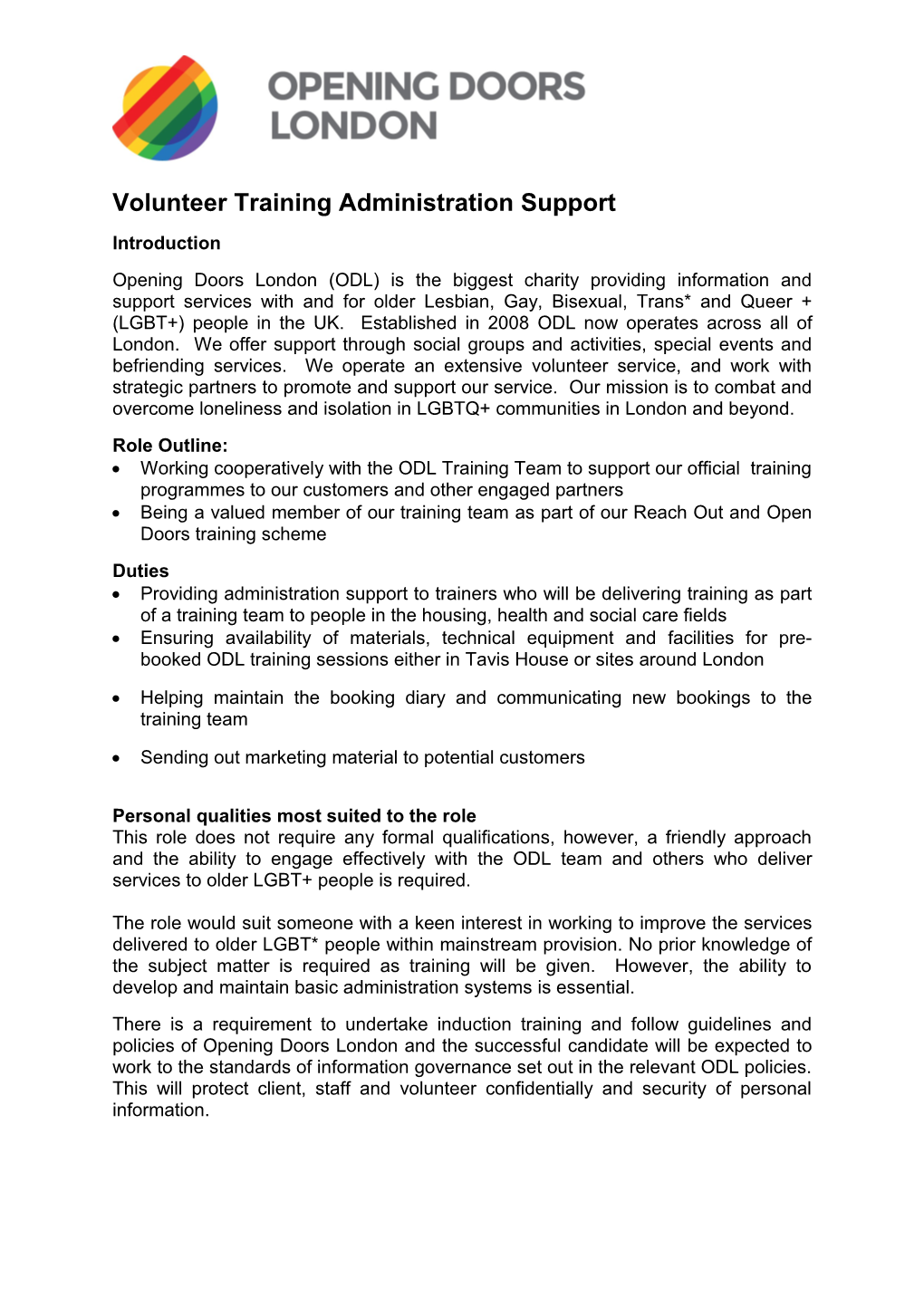 Volunteer Training Administration Support