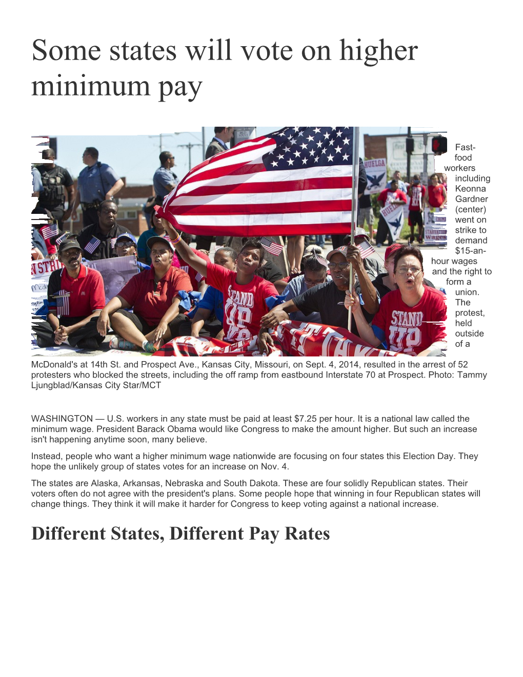 Some States Will Vote on Higher Minimum Pay