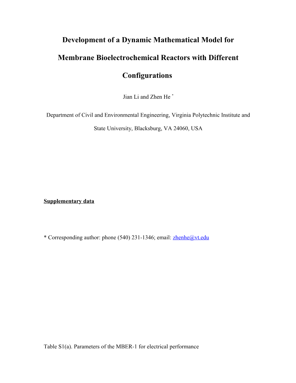 Development of a Dynamic Mathematical Model for Membrane Bioelectrochemical Reactors With