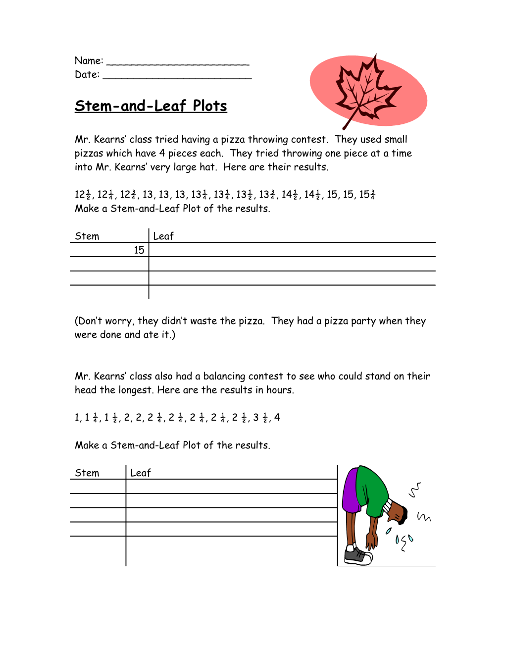 Make a Stem-And-Leaf Plot of the Results