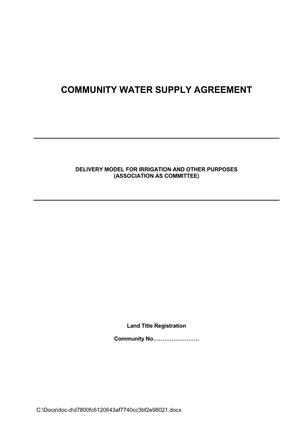 Community Water Supply