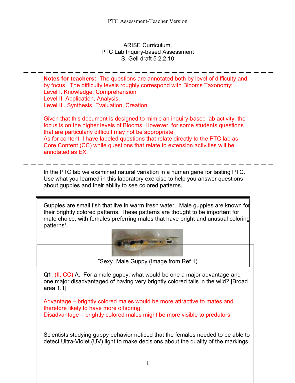 PTC Assessment-Teacher Version