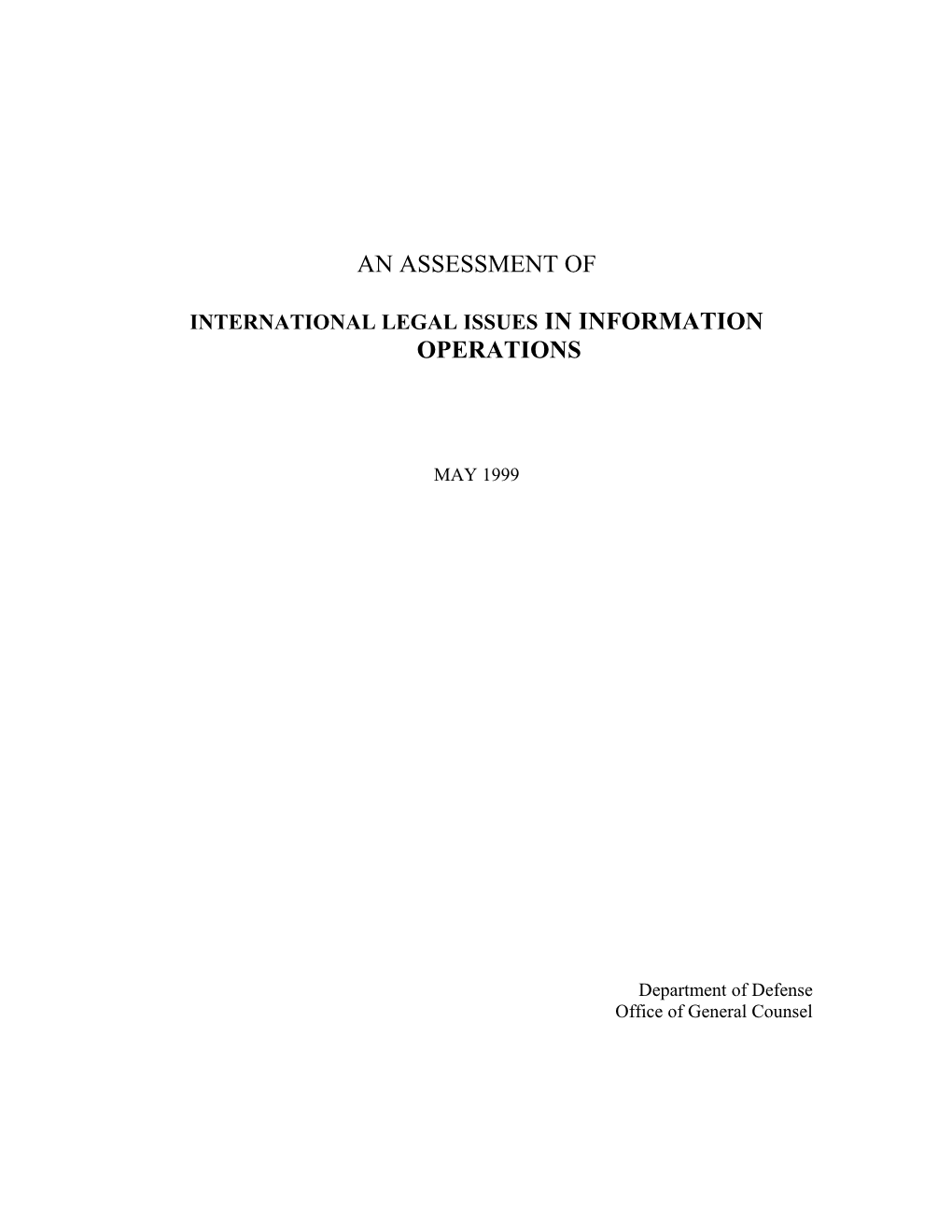 International Legal Issues in Information Operations