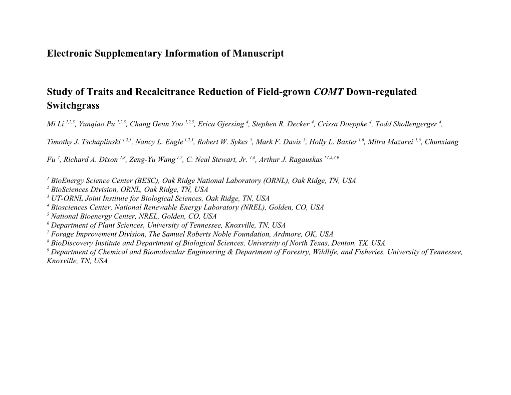 Electronic Supplementary Information of Manuscript