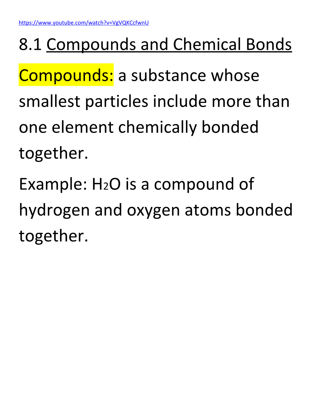 8.1 Compounds and Chemical Bonds