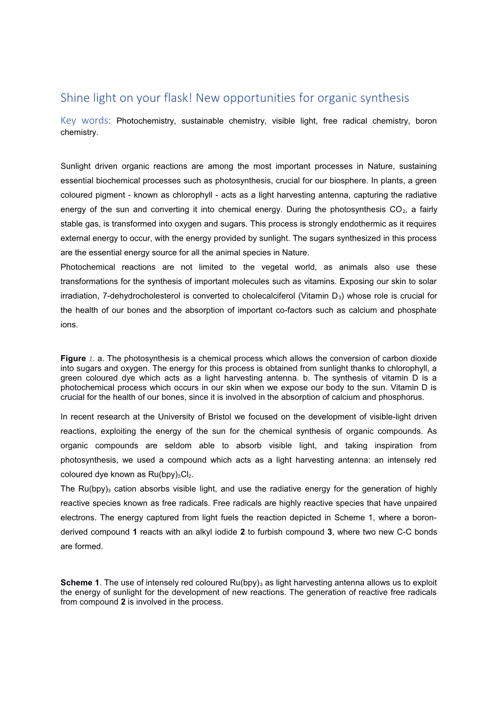 Shine Light on Your Flask! New Opportunities for Organic Synthesis