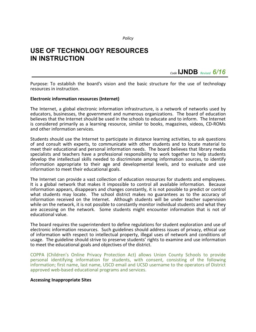 Page 1 - Ijndb-R - Use of Technology Resources in Instruction