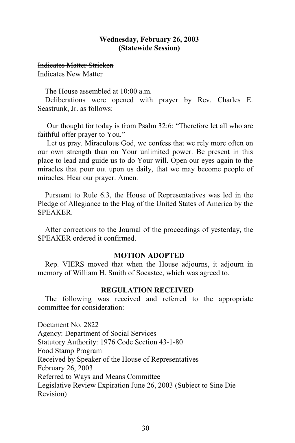 House Journal for Feb. 26, 2003 - South Carolina Legislature Online