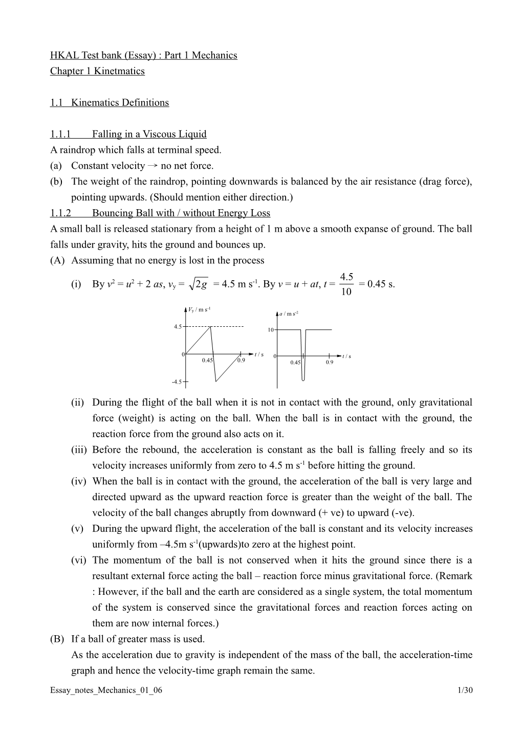 HKAL Test Bank (Essay) : Part 1 Mechanics