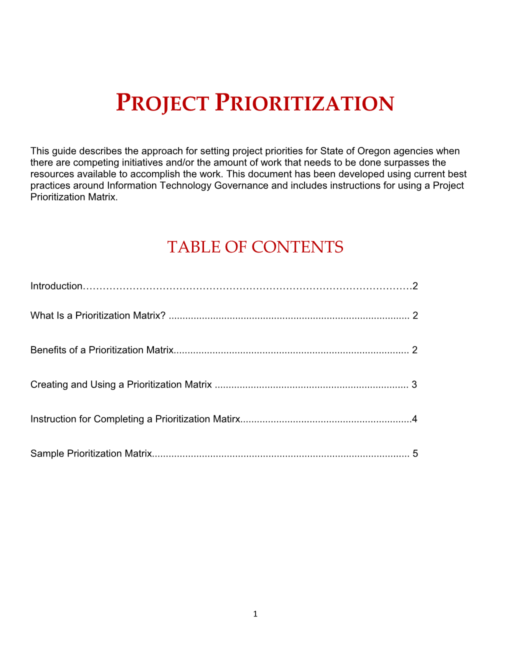 Project Prioritization