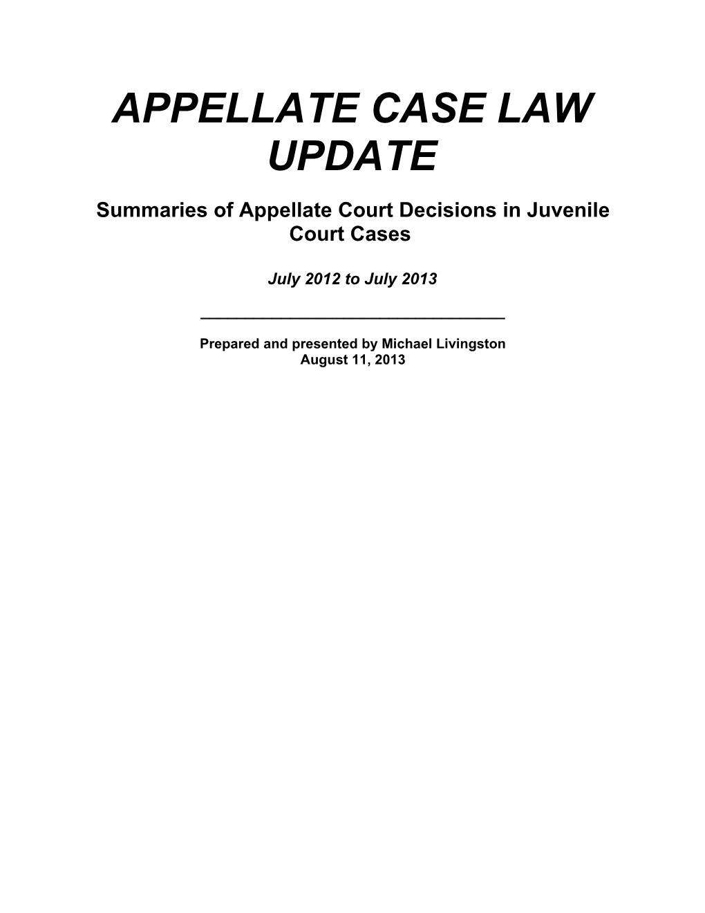 Appellate Case Law Update