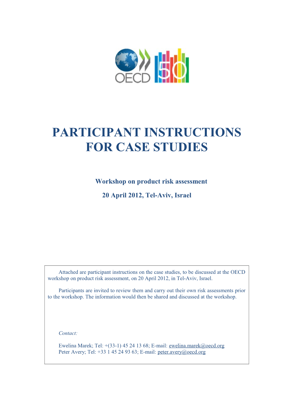 Participant Instructions for Case Studies