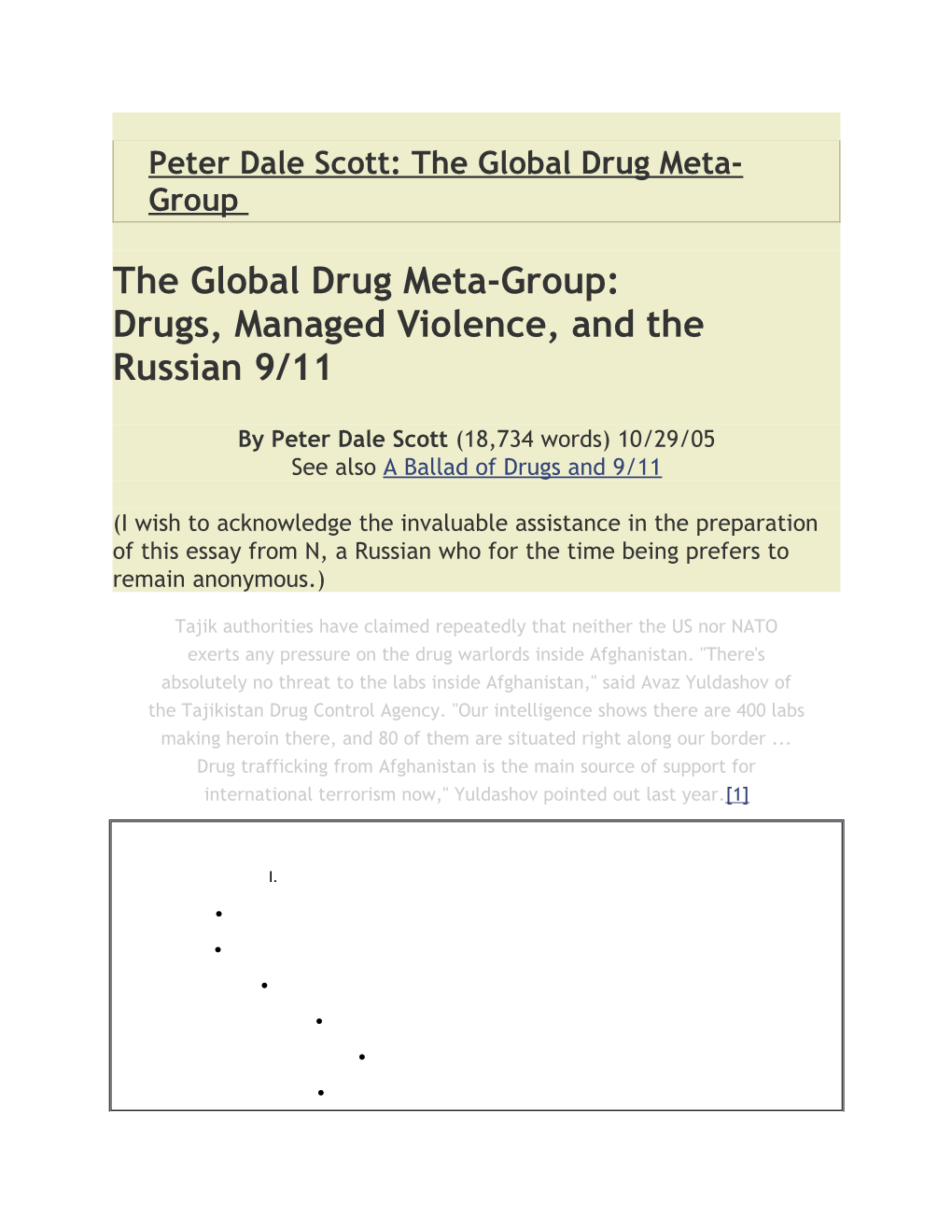 Peter Dale Scott: the Global Drug Meta-Group