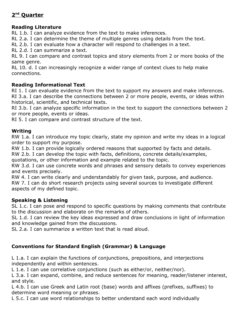 Essential Curriculum English Language Arts