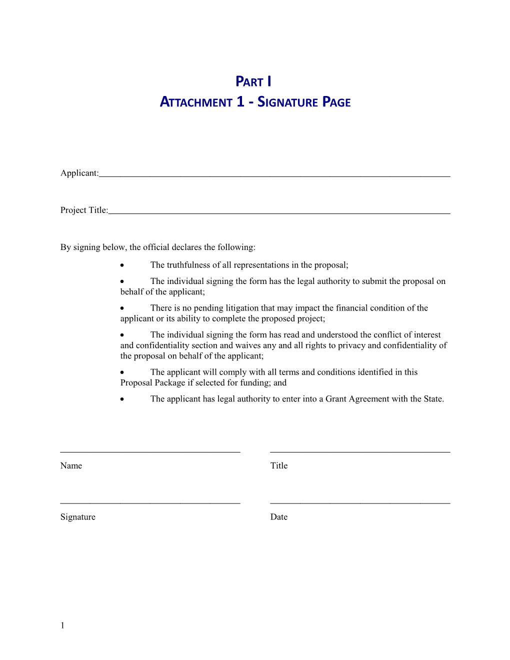 Attachment 1 - Signature Page