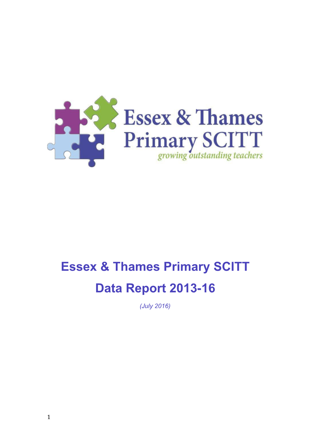 Essex & Thames Primary SCITT Data Report 2013-16