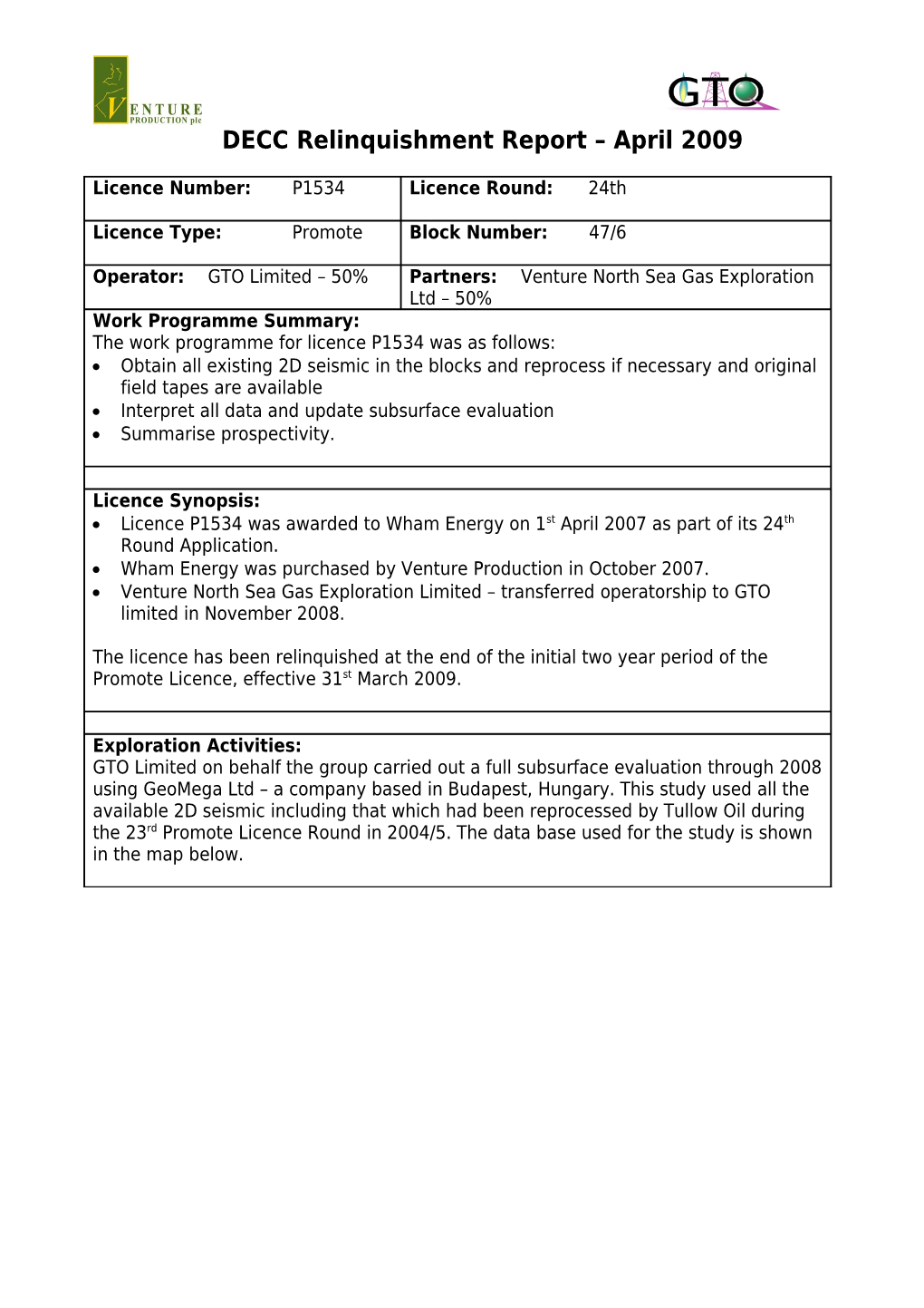 DECC Relinquishment Report April 2009