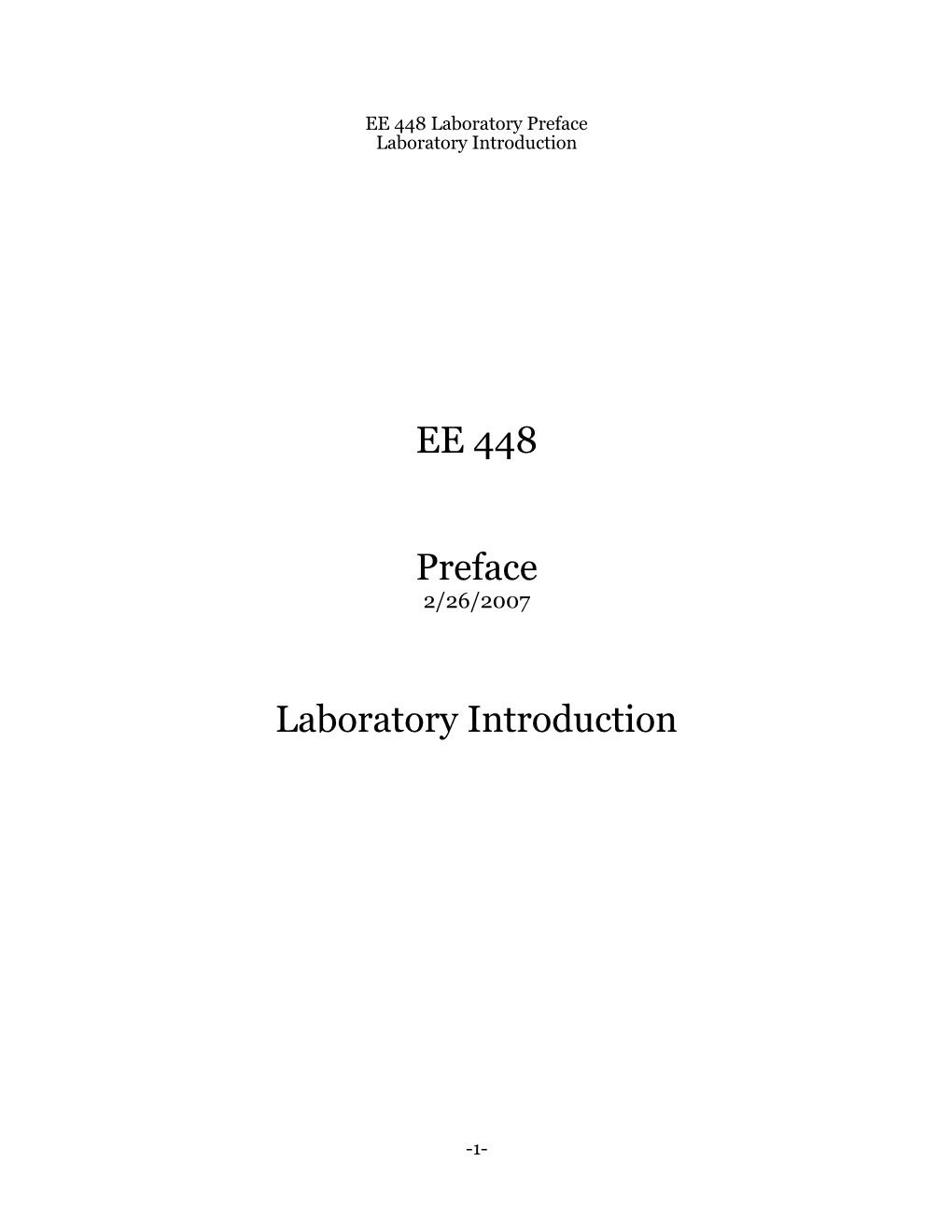 EE 448 Laboratory Preface